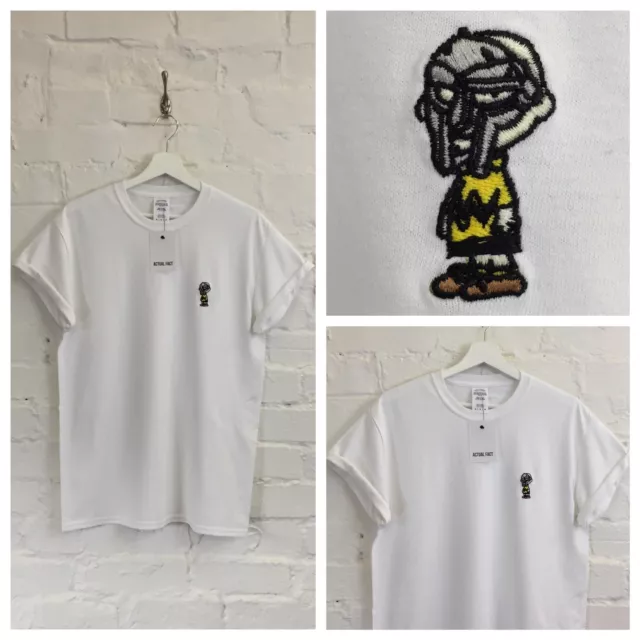 Actual Fact Charlie Brown X Mf Doom Weiß Bestickt Hip Hop T-Shirt
