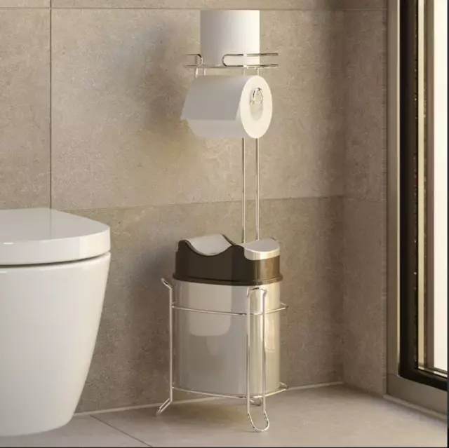 TOILET ROLL HOLDER With Inner Stick + Lid Or Waste Paper Bin With