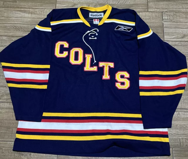 Game / Practice Worn CCM Barrie Colts Andrew Dennis OHL Hockey Jersey Sz 56