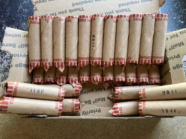 1944-P LINCOLN WHEAT CENT PENNY 30 ROLLS (1,500 coins)  nice condition
