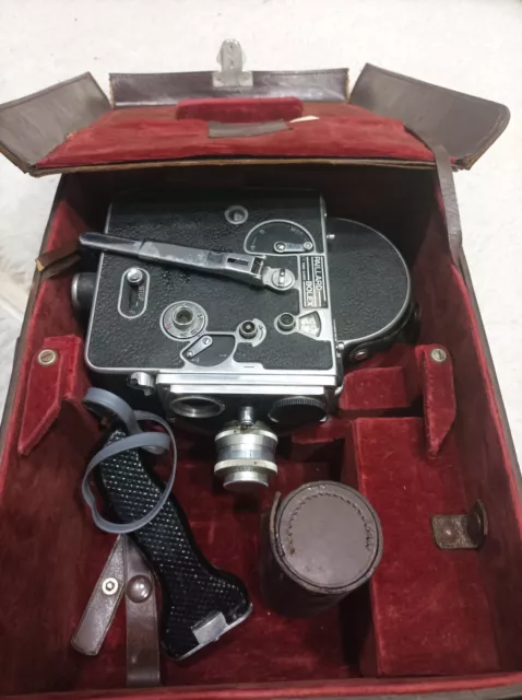 Vintage Bolex Paillard H16 Reflex 16mm movie camera w/3 Lenses  and case