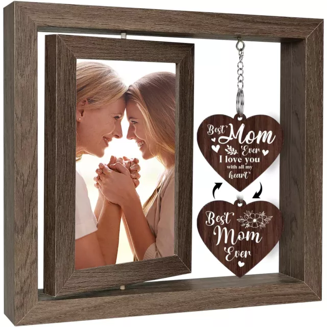 Gifts for Mom,Mom Rotating Floating Wooden Picture Frame,Mom Birthday Christm...