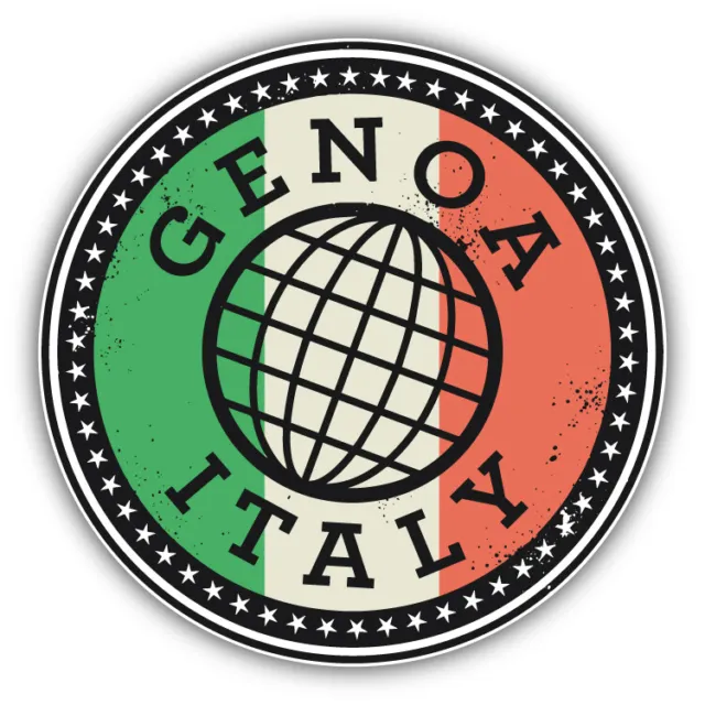 Genoa Italy Flag Travel Grunge Stamp Car Bumper Sticker Decal