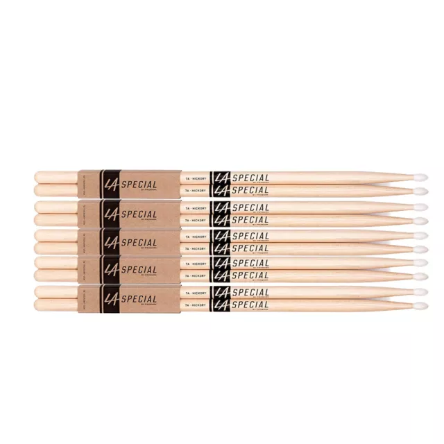 5 PACK Promark LA Special 7A Nylon Tip Drumstick, LA7AN-5