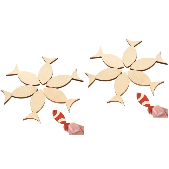 200 Stk DIY-Zubehör Fischform unvollendet  blank kreativ Holzformen zum Basteln