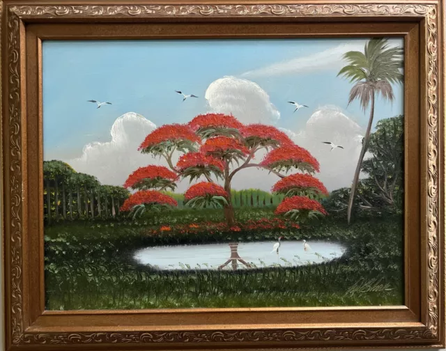 AL BLACK FLORIDA HIGHWAYMEN "Royal Poinciana" FLORIDA HALL OF FAME, SIGNED RARE