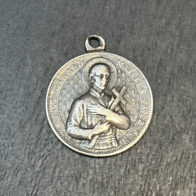 Ancien Pendentif En Argent Massif 925 - Breloque Médaille, Bijou Vintage Occasion
