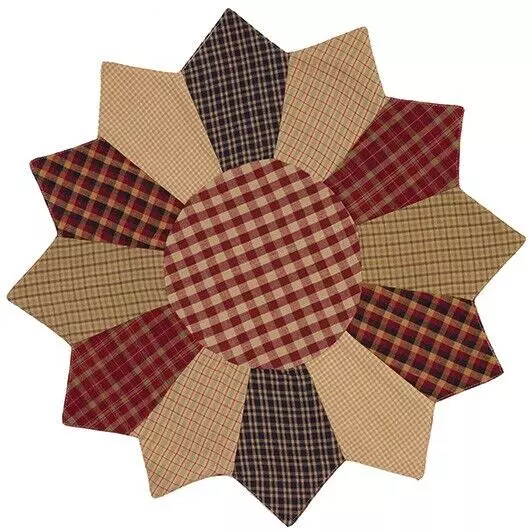 Primitive Country Farmhouse Cranberry Patch Quilted Plaid & Check Candle Mat