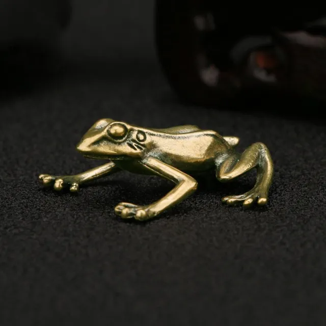 Soild Brass Frog Statue Decoration Tea Ornament Animal Miniature Figurine