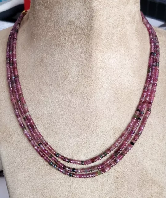 Naturel Multi Tourmaline Pierre Perles Collier 3 - 5 MM à Facettes Rondelle