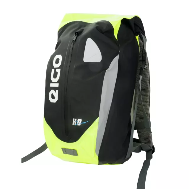 Eigo 30L Waterproof Backpack Rucksack Black / Yellow Motorcycle Cycling Hiking