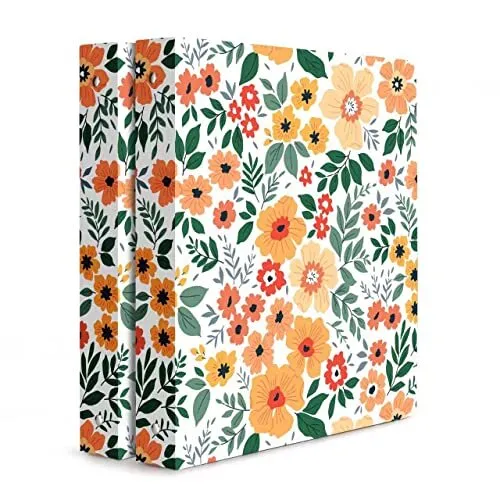 Byjoph Floral 3 Ring Binder with 1” Round Rings Holds 8.5'' x 11'' Letter Siz...
