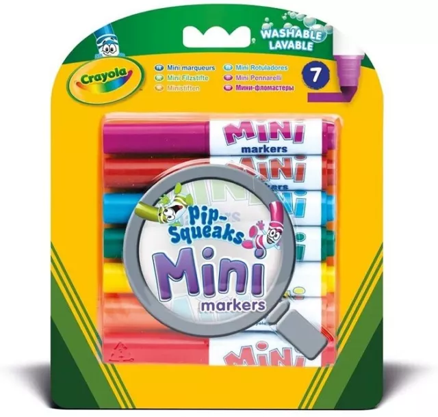 Crayola 7 Mini Pennarelli Lavabili Formato Pocket Punta Maxi Colori Assortiti