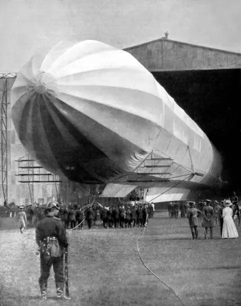 Lorraine Region France, German Dirigible Zeppelin Aviation History Old Photo