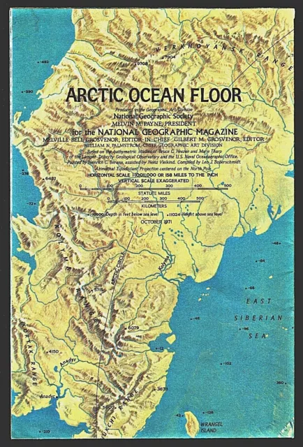 1971-10 October ARCTIC OCEAN & OCEAN FLOOR National Geographic Map EUC - A3+