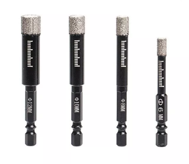 Black Dry Diamond Drill Bits Set For Granite Ceramic Marble Tile Stone Glass 6mm