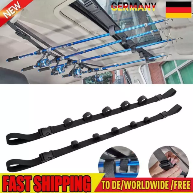 2pcs Vehicle Fishing Rod Stand Pole Holder Adjustable Straps Roof