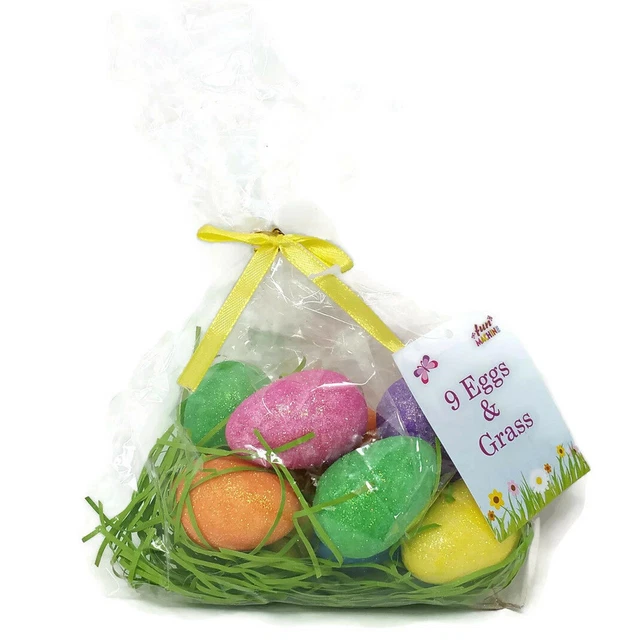 Pascua Decoración,Capó Artes y Manualidades,Huevo Caza - 9 Purpurina Con Hierba