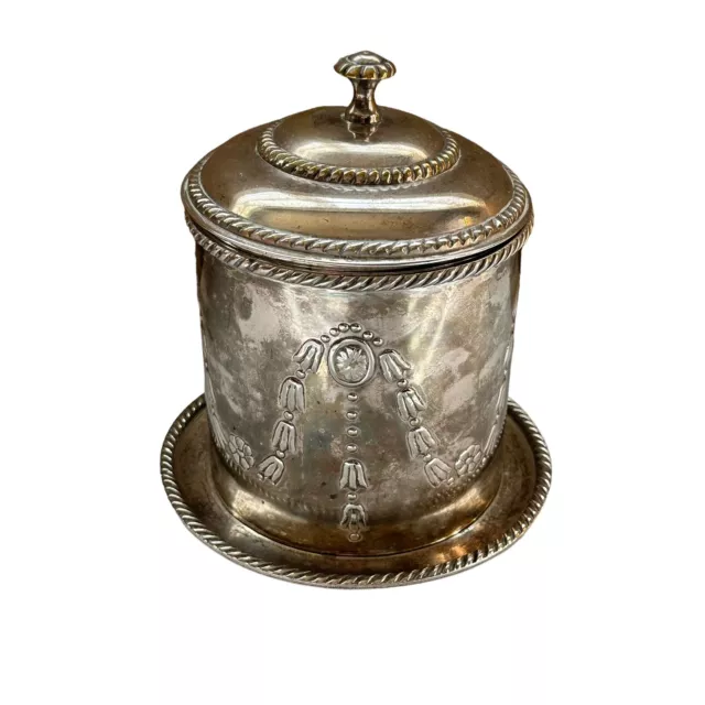 Beautiful Antique English Tea Caddy Silverplate Biscuit Tin Container 3