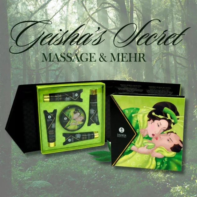 5-tlg Geschenk Set Lotus Grüner Tee Aphrodisiac Massage-Öl Stimulations-Creme