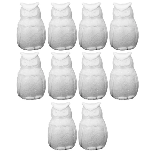 10 piezas modelo de poliestireno 15 cm blanco vacío poliestireno búho adorno hágalo usted mismo pintura