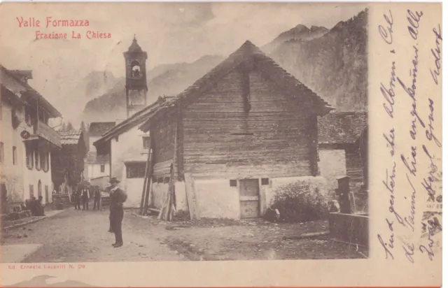 1909 Valle Formazza - Frazione La Chiesa - Il Paese Strada Animata