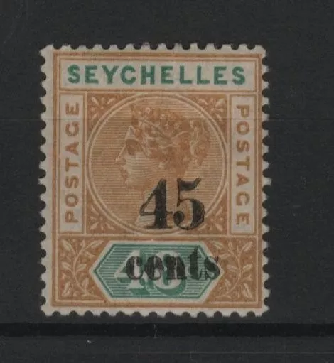 Seychelles 1893 Queen Victoria Mi. 12 unused 45 cent on 48 cent 17 Michel Euro