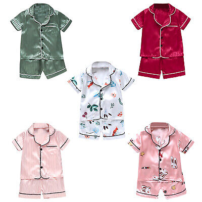 Baby Boys Girls Sleepwear Cute Pattern Print Top Shorts Outfit Set Homewear