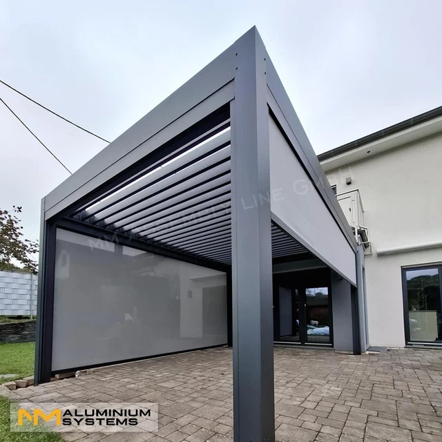 Terre Jardin Pergola 4x3m - Terrassenüberdachung Mit Beigefarbenem Tuch