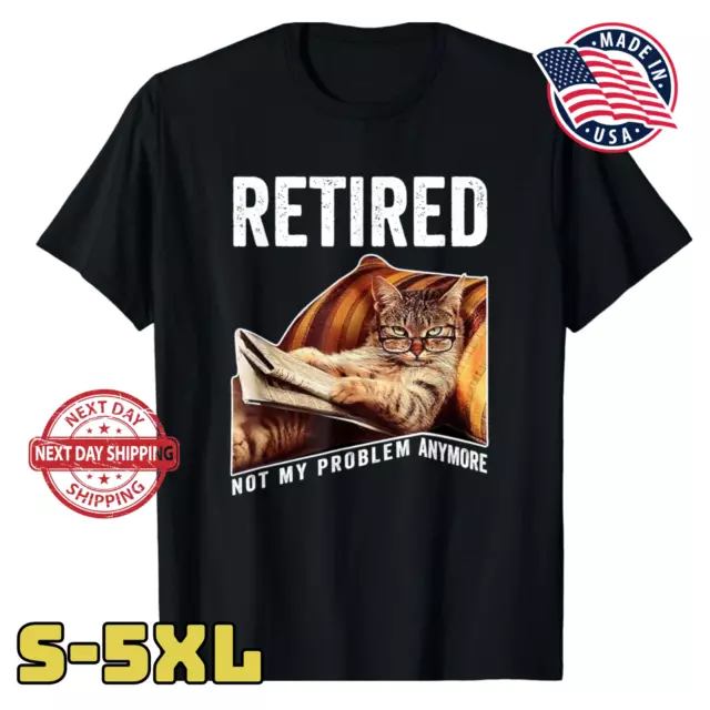 Retired Cat Reading Not My Problem Anymore Funny Retirement T-Shirt