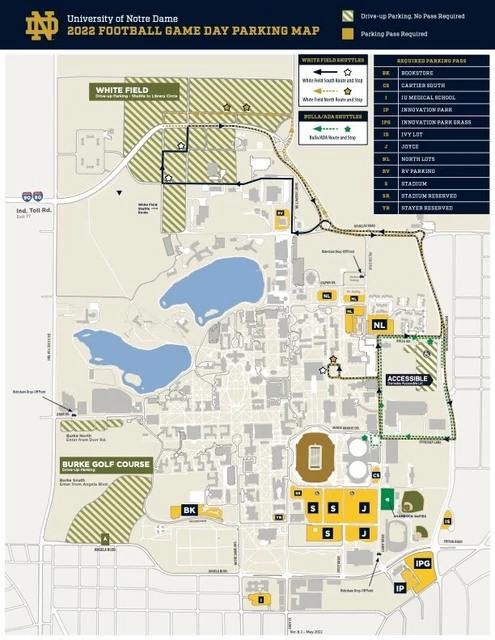 1 Notre Dame Fighting Irish vs Pittsburgh (Pitt) Panthers Joyce Lot Parking Pass