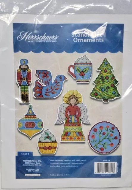 Herrschners Scandi Chic I plastic canvas kit Christmas Ornaments