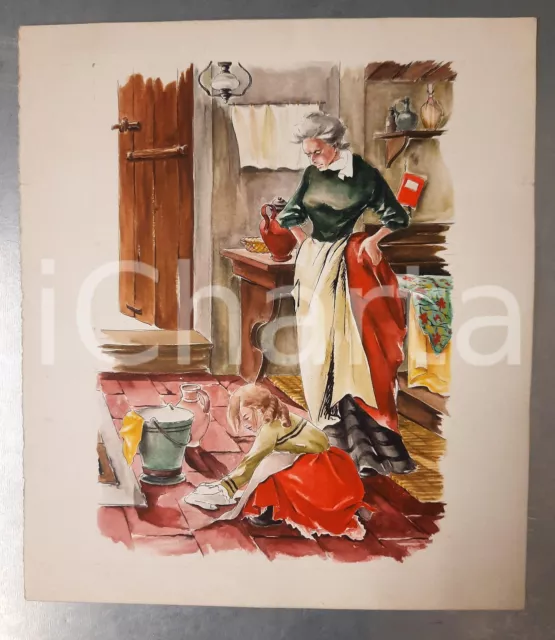 1950 ca Franca PIZZI - Bozzetto originale - Letteratura per l'infanzia (3) 23x26