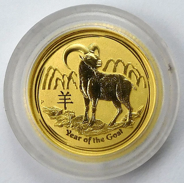 2015 $5 Australian Lunar - Year of the Goat 1/20 Oz .9999 Fine Gold Coin