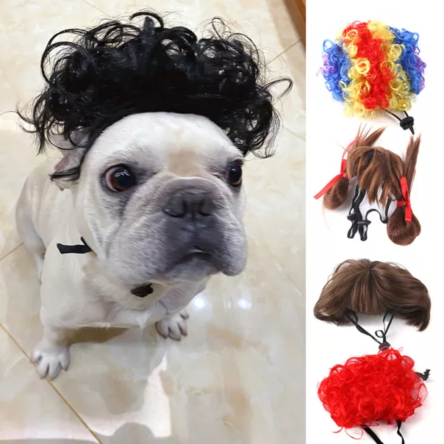 Pet Wigs Explosive Head Flat Bangs Braids Cats Dogs Halloween Christmas Wigs