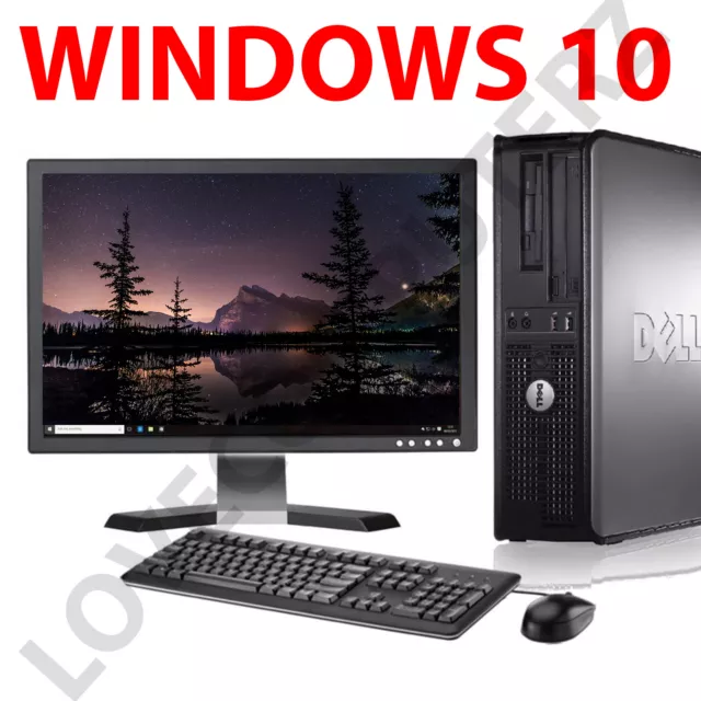 Full Dell/Hp Dual Core Sff Desktop Tower Pc & Tft Computer System Windows 10 2