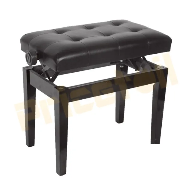OZ New Luxury Adjustable Piano Keyboard Bench Stool PU Leather Seat Black Chair 2