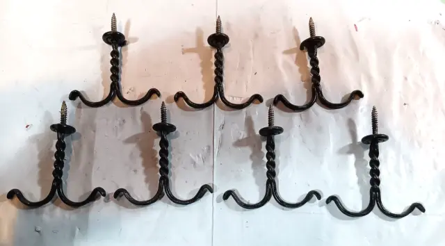 VINTAGE LOT OF 7 Black Twisted Wire Under Shelf Screw-In Coat / Hat Double  Hooks £37.37 - PicClick UK