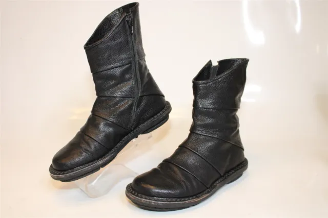 Trippen Womens 35 5 Black Leather Hand Made Pleated Mid Boots N/R