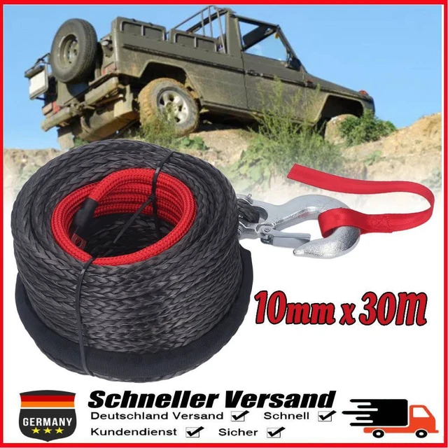 10mm x 30M Seilwinde Windenseil Forstseil Kunststoffseil für 4WD ATV UTV DE