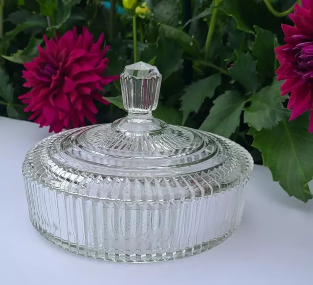 Vintage 1936 - 1949 Anchor Hocking Queen Mary Clear Candy Dish Depression Glass