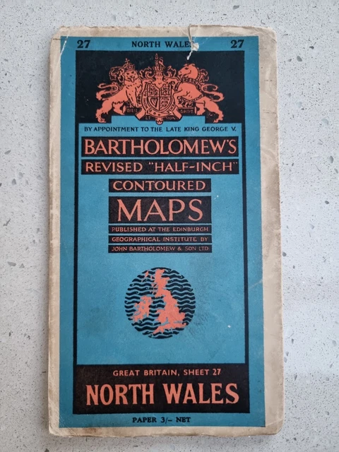 Bartholomew's revised half inch contoured map, NORTH WALES, Sheet 27