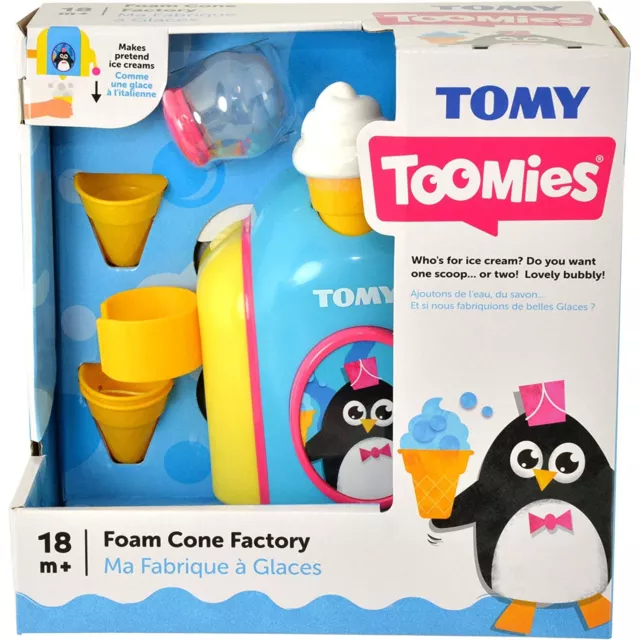 TOMY Baby Bath Toy Foam Cone Factory Ice Cream Themed Bubble Maker Kids Bath Toy 2
