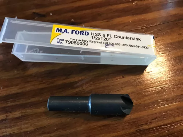 1x MA Ford HSS 6 FLUTE Countersink 1/2" x 120 degrees, 79050006, NEW