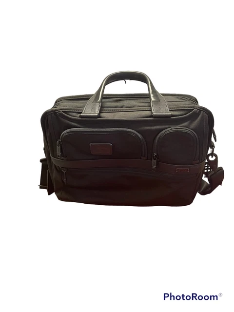 TUMI Ballistic Nylon Briefcase - Black - Expandable Organizer Laptop Brief