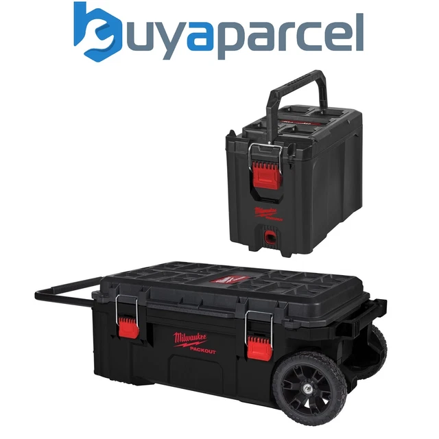 MILWAUKEE PACKOUT ROLLING Tool Chest All Terrain Wheels + Compact Deep ...