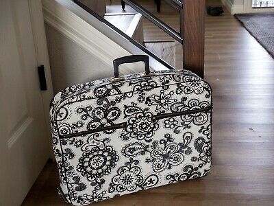 Vintage Floral Suitcase 60s Mod Small Luggage Carry On Weekender JAPAN Very NICE