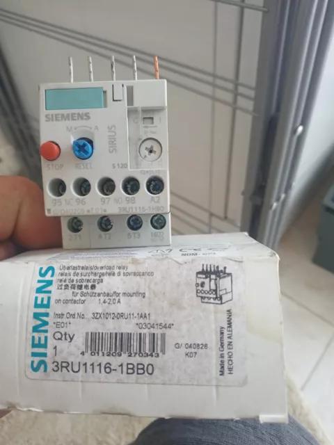 Siemens 3RU1116-1Bb0 Overload Relay 1.4-2 Amp