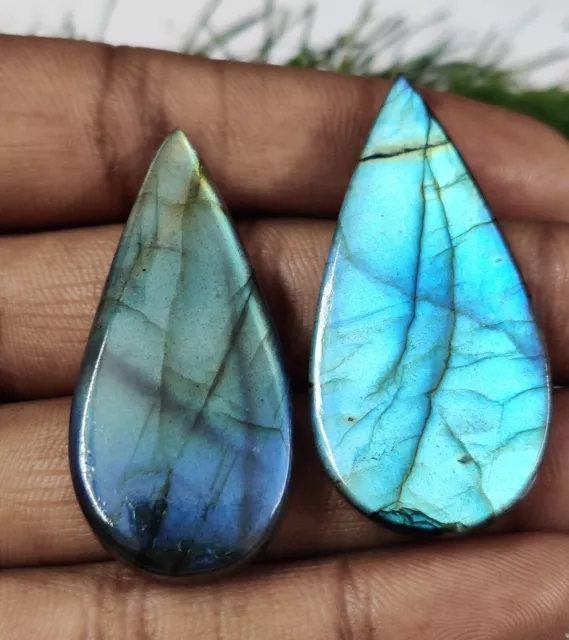 Natural Lovely Blue Fire Labradorite Pear Gemstone For Jewelry Making 91 Cts