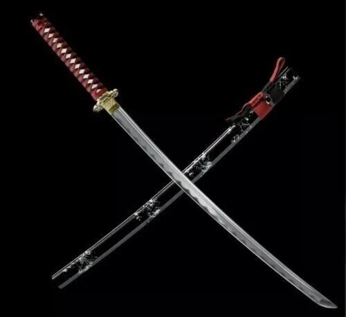 Épée de samouraï en acier au carbone 1060 trempée en argile Katana pointue...